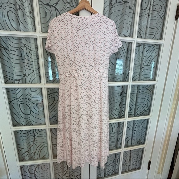 Loft 8 NWT white long flecked flutter sleeve midi dress - Picture 7 of 12